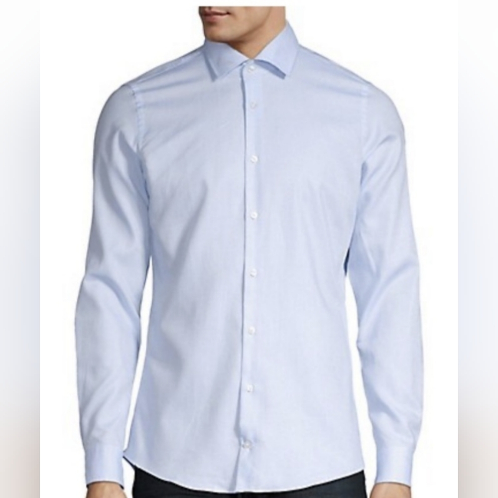 STRELLSON* Silas button front collared long sleeve mens dress shirt 41/16 blue